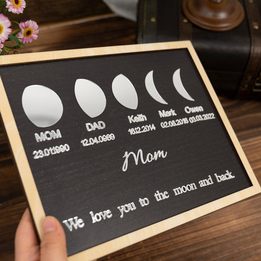 Personalized Moon Phase Acrylic Wood Frame Family Keepsake Gifts Mother's Day Gift