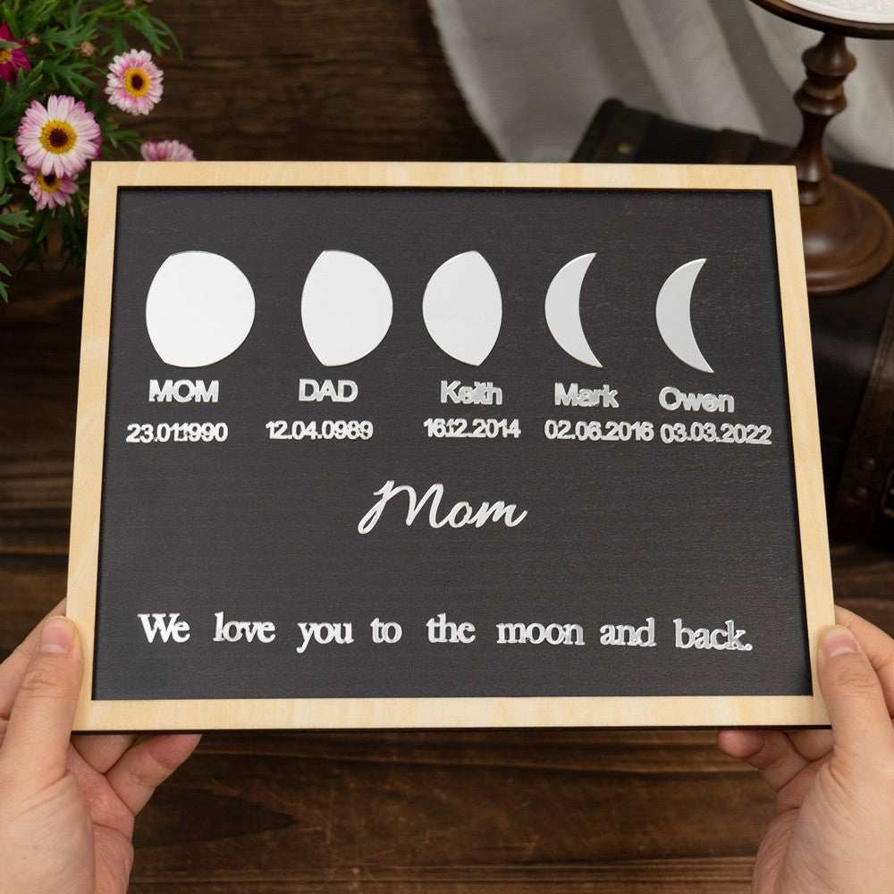 Personalized Moon Phase Acrylic Wood Frame Family Keepsake Gifts Mother's Day Gift