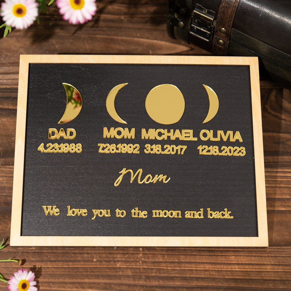 Personalized Moon Phase Acrylic Wood Frame Family Keepsake Gifts Mother's Day Gift