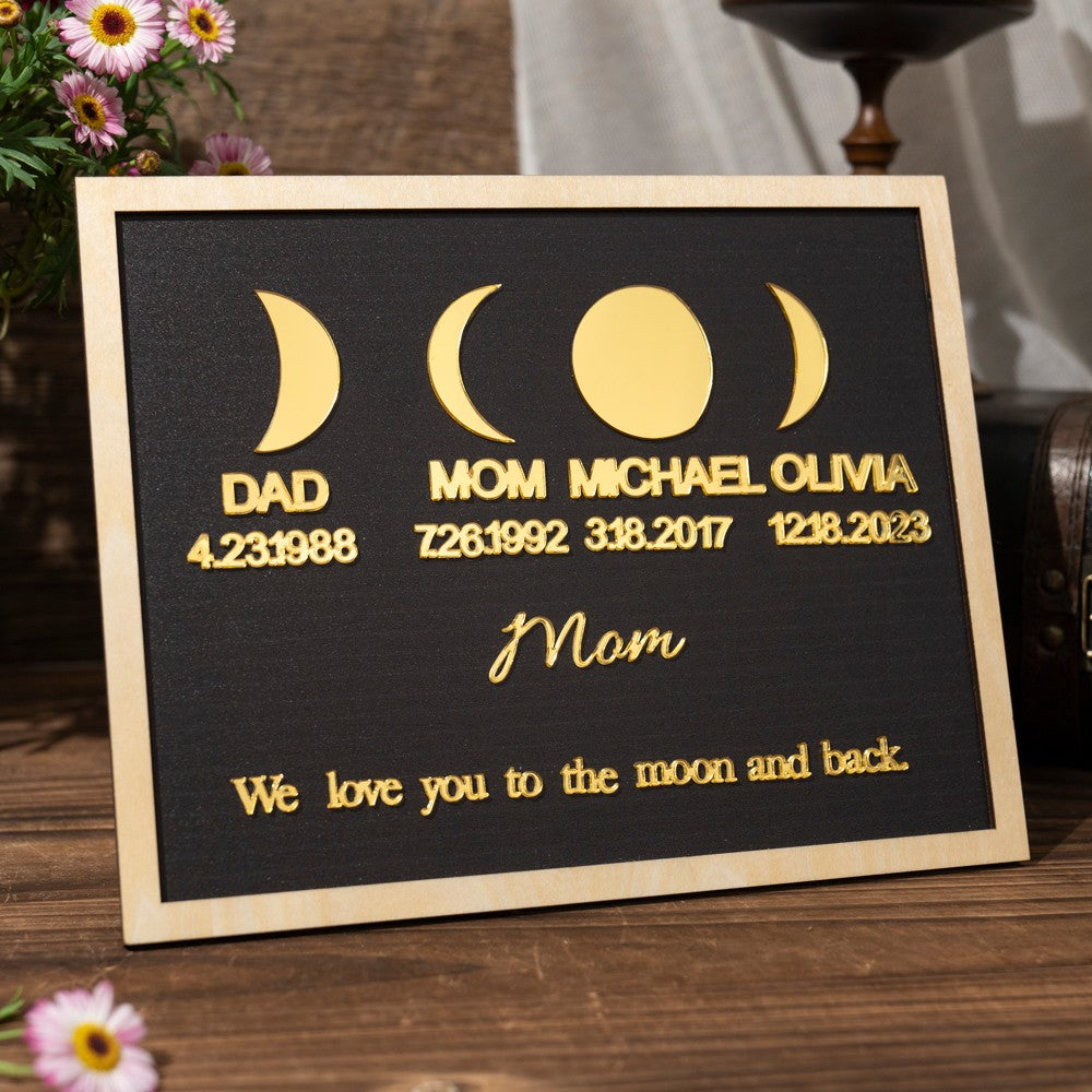 Personalized Moon Phase Acrylic Wood Frame Family Keepsake Gifts Mother's Day Gift