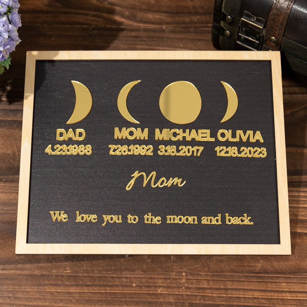 Personalized Moon Phase Acrylic Wood Frame Family Keepsake Gifts Mother's Day Gift