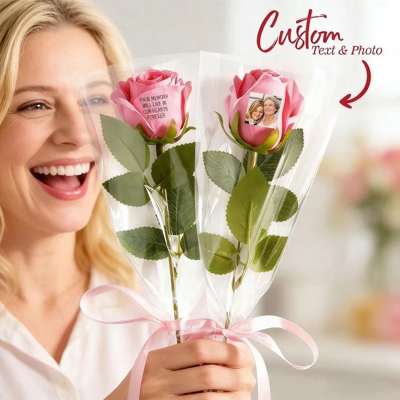 Custom Forever Flower (Multiple Colors Available) - Personalized Photo & Text Rose - Mother's Day Gift for mom