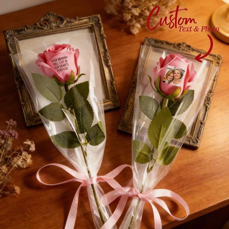 Custom Forever Flower (Multiple Colors Available) - Personalized Photo & Text Rose - Mother's Day Gift for mom