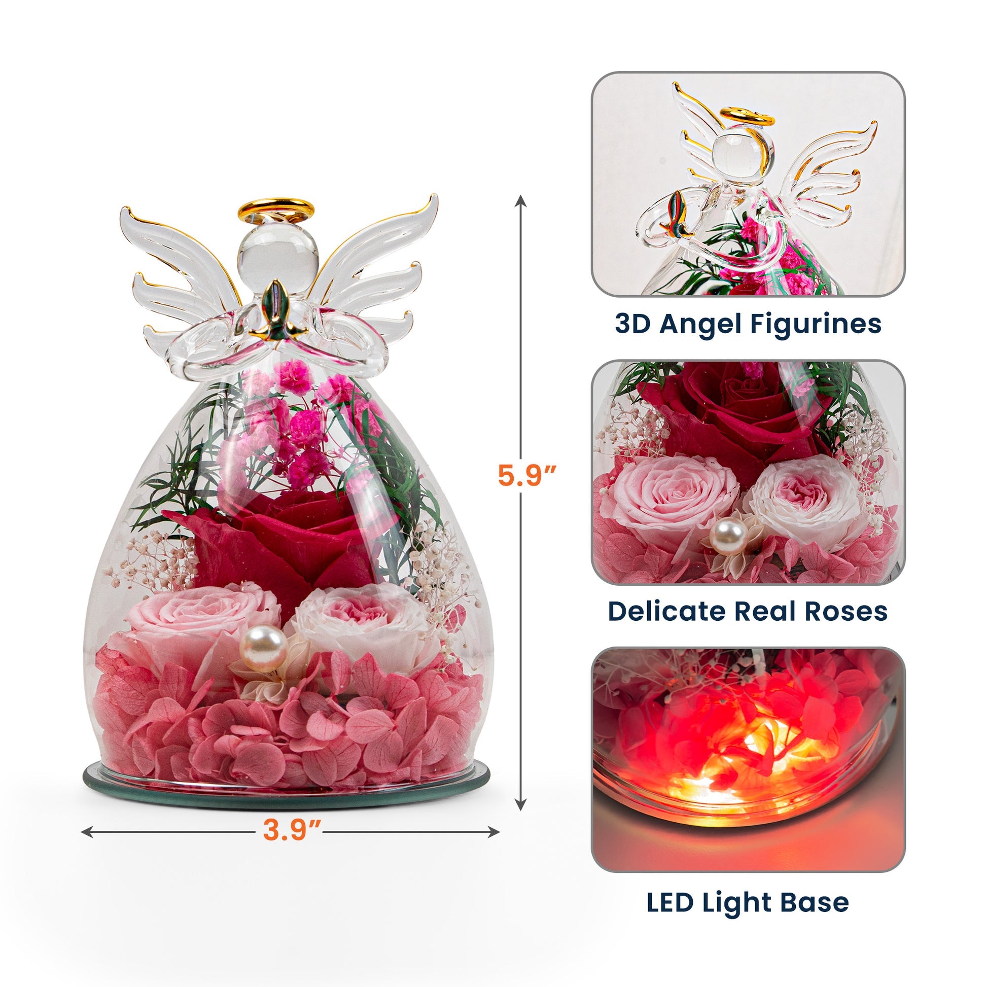 Light This Up And Know I'm Here Memorial Gift -Personalized Angel Figurine - Custom Flower & Message Mother's Day Gift