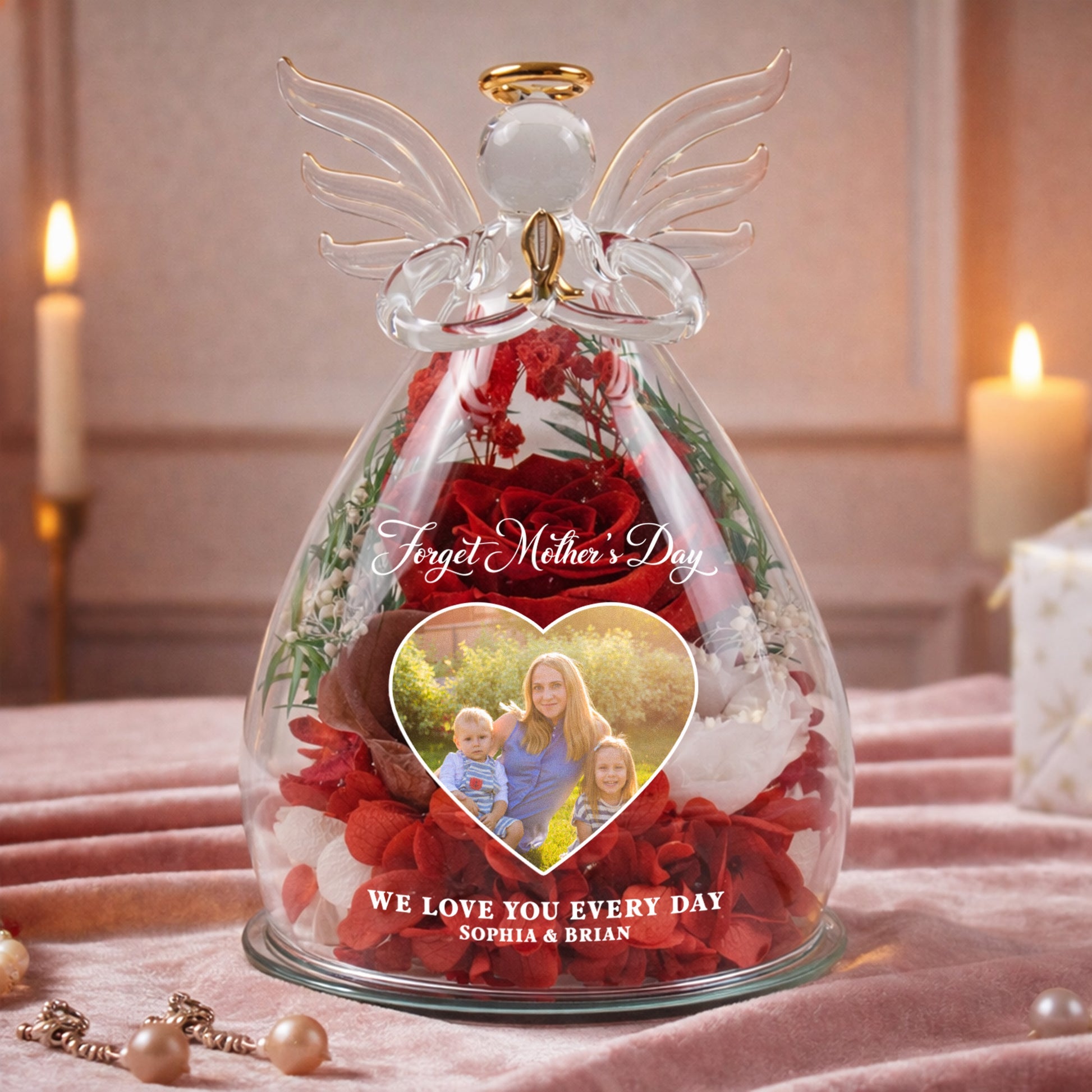 Mother's Day Gifts, Forget Mother's Day We Love You Every Day - Personalized Flower In Angel Figurines