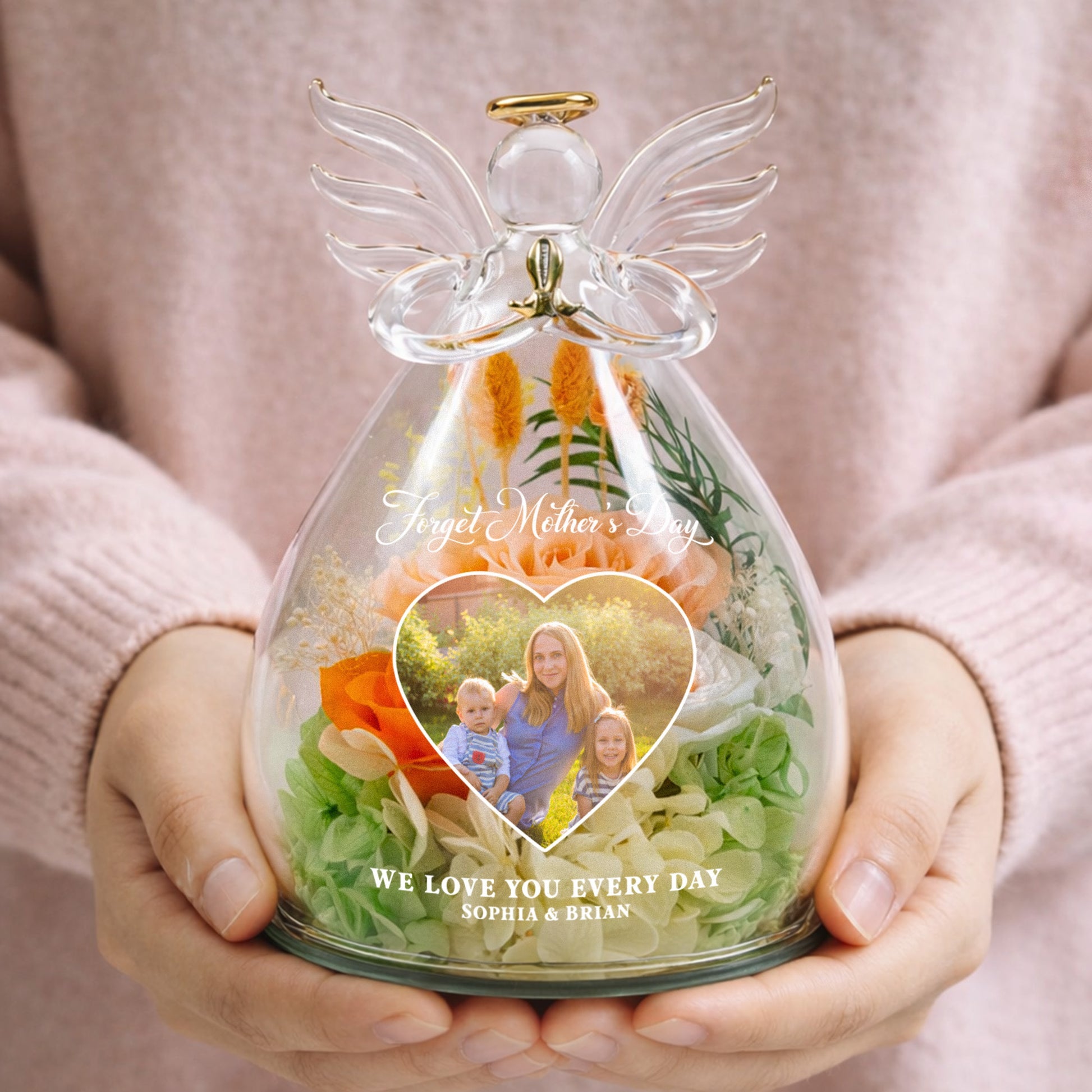 Mother's Day Gifts, Forget Mother's Day We Love You Every Day - Personalized Flower In Angel Figurines