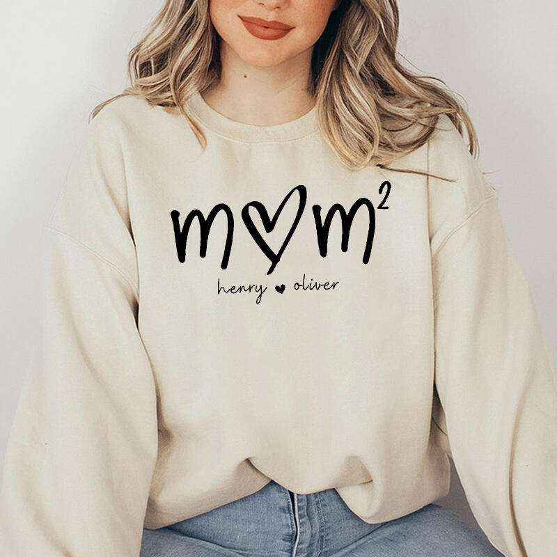 Personalized Embroidered Sweatshirt: Custom “Mom” Design Featuring The Number Of Children And Their Names—A Creative Mother’S Day Gift