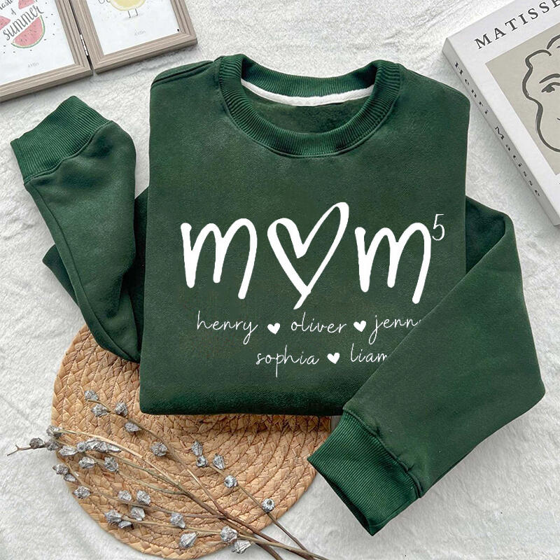 Personalized Embroidered Sweatshirt: Custom “Mom” Design Featuring The Number Of Children And Their Names—A Creative Mother’S Day Gift
