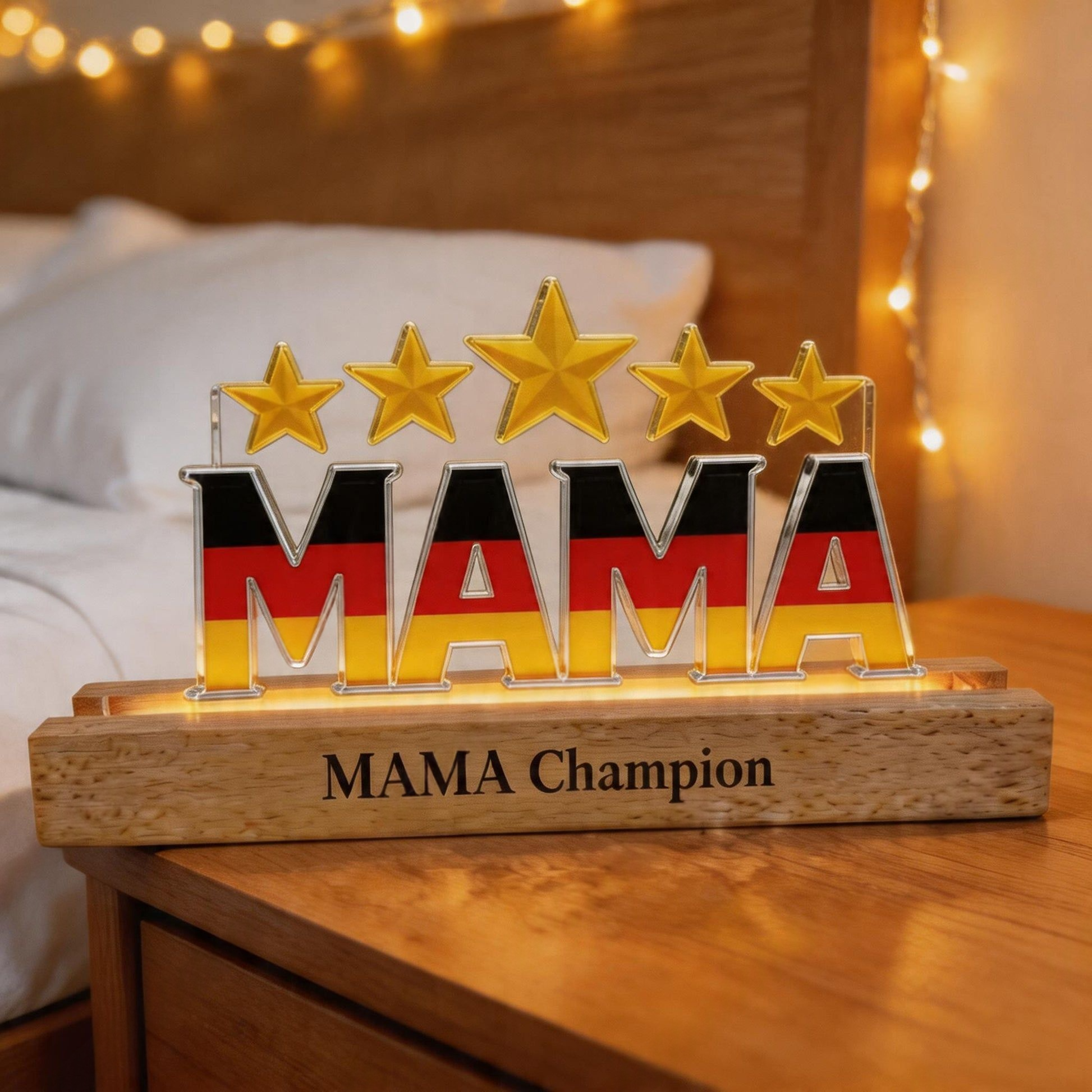 Personalized Flag Letter Light | Customizable Name Star Count & Engraved Slogan LED Decor Lamp Gift for Parents