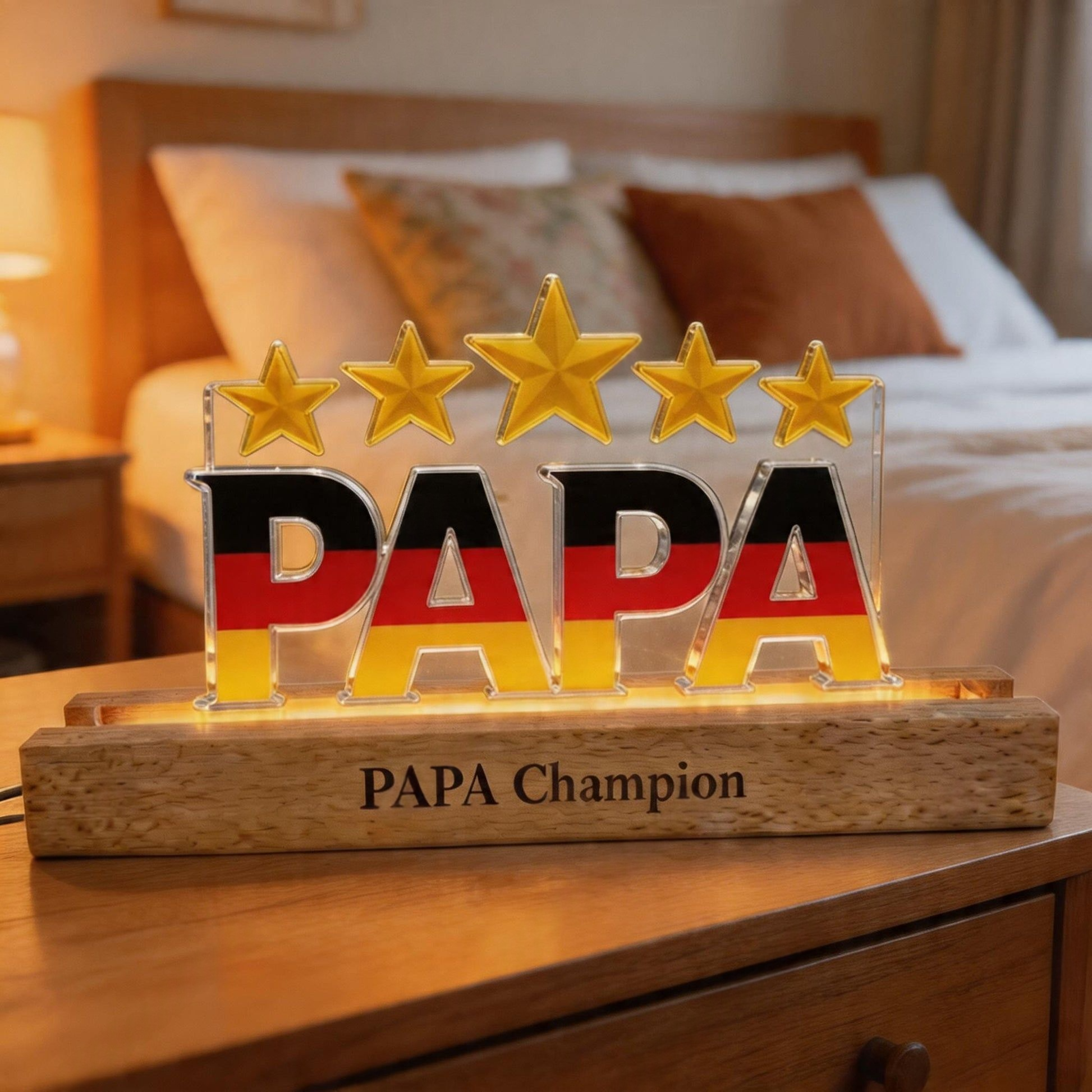 Personalized Flag Letter Light | Customizable Name Star Count & Engraved Slogan LED Decor Lamp Gift for Parents