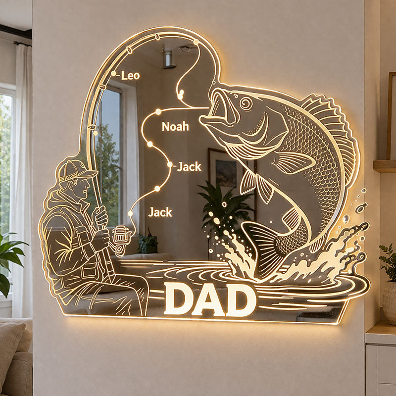 Customized Father's Day Fishing-Themed Mirror Lamp