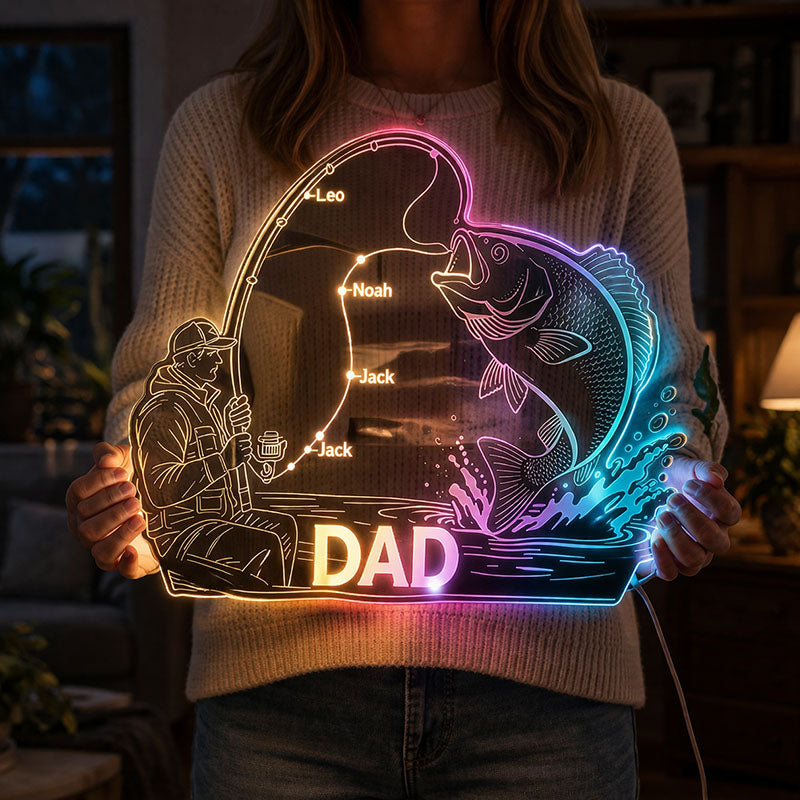 Customized Father's Day Fishing-Themed Mirror Lamp
