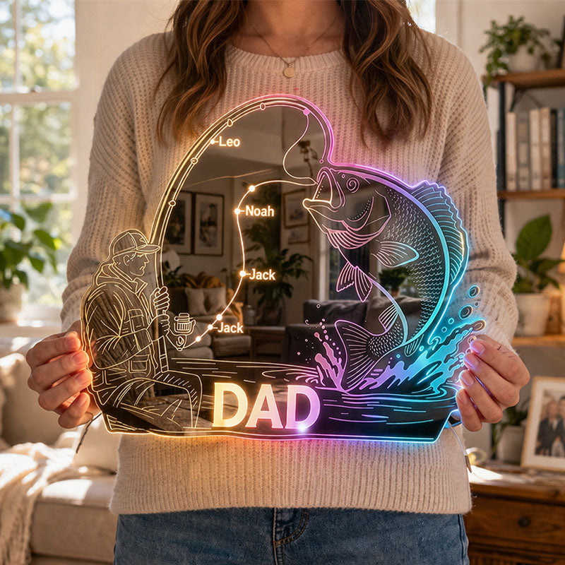 Customized Father's Day Fishing-Themed Mirror Lamp