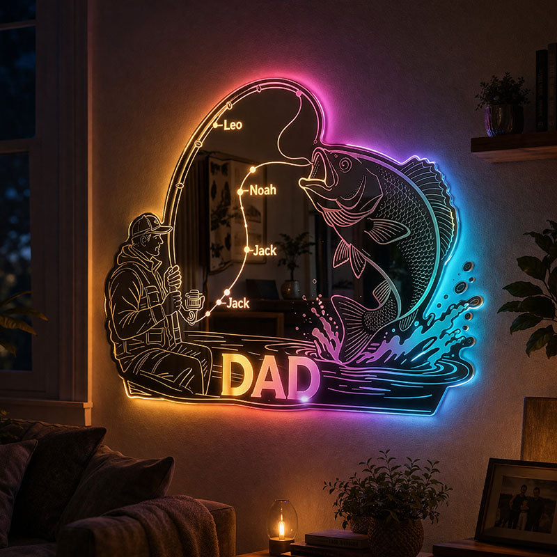 Customized Father's Day Fishing-Themed Mirror Lamp