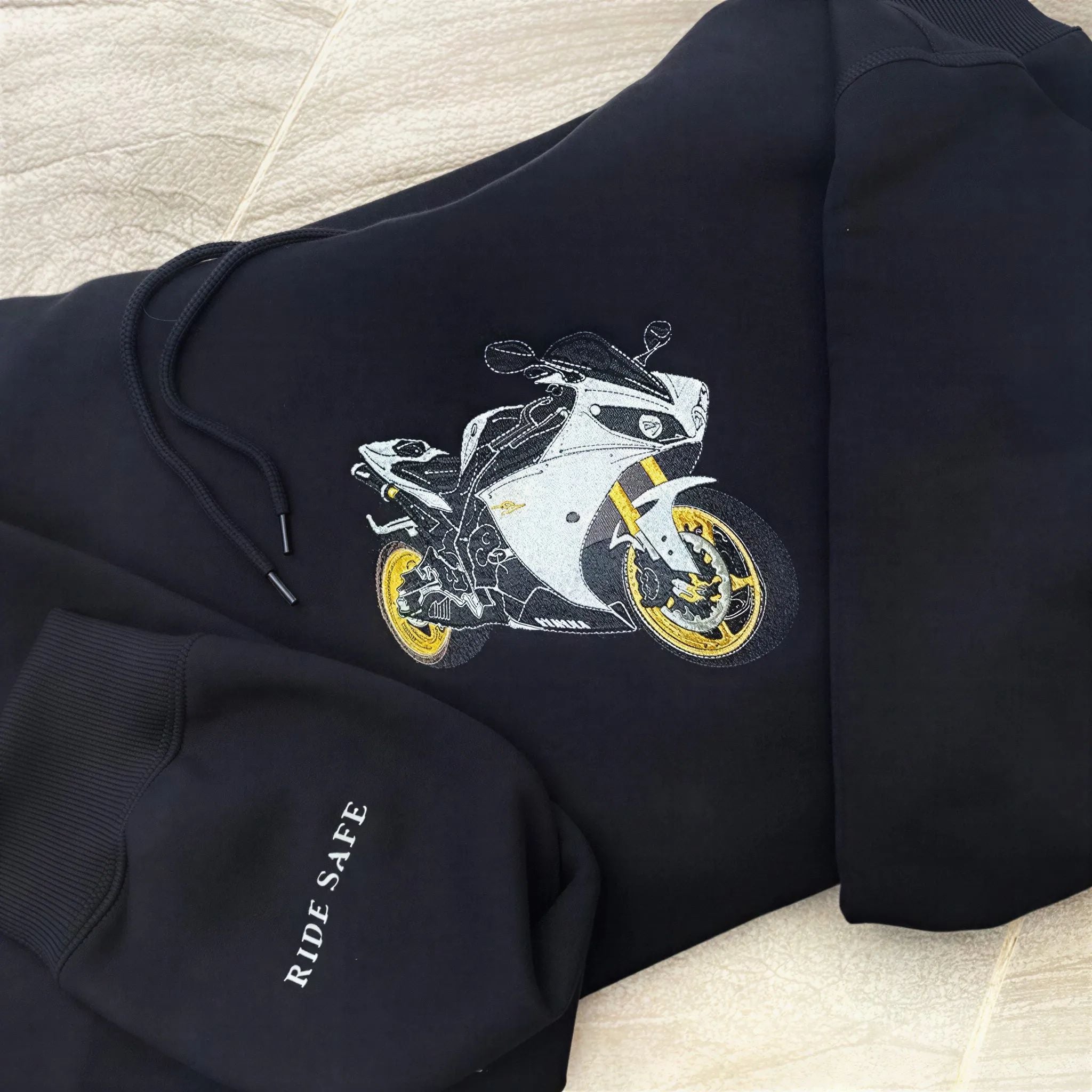 Giftscar Custom Motorcycle Embroidered Hoodie – A Unique Gift for Bikers - Father’s Day Gift