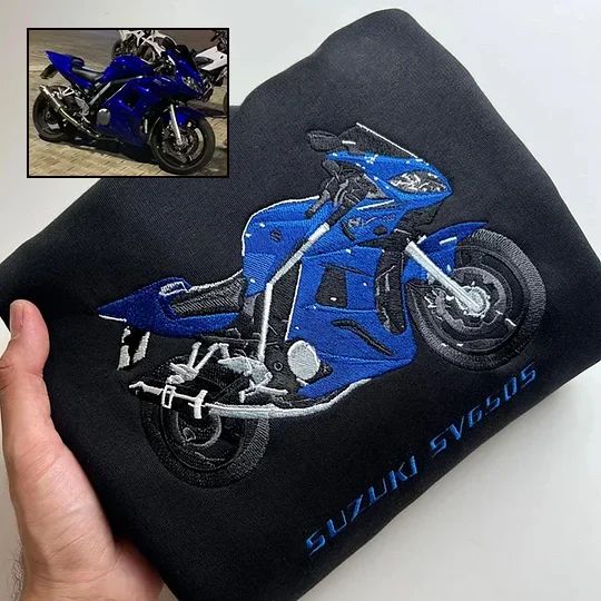 Giftscar Custom Motorcycle Embroidered Hoodie – A Unique Gift for Bikers - Father’s Day Gift