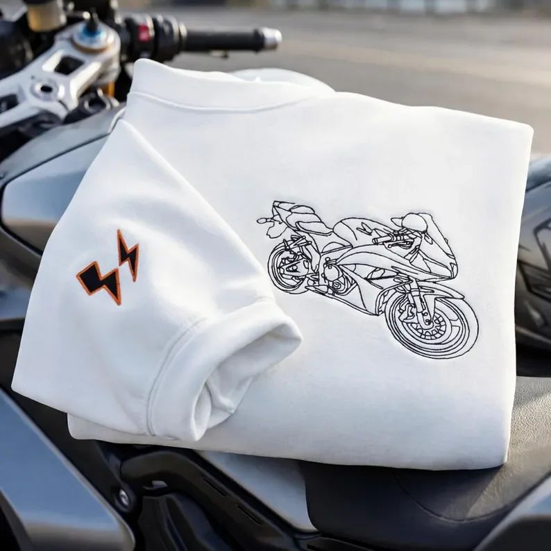 Giftscar Custom Motorcycle Embroidered Hoodie – A Unique Gift for Bikers - Father’s Day Gift