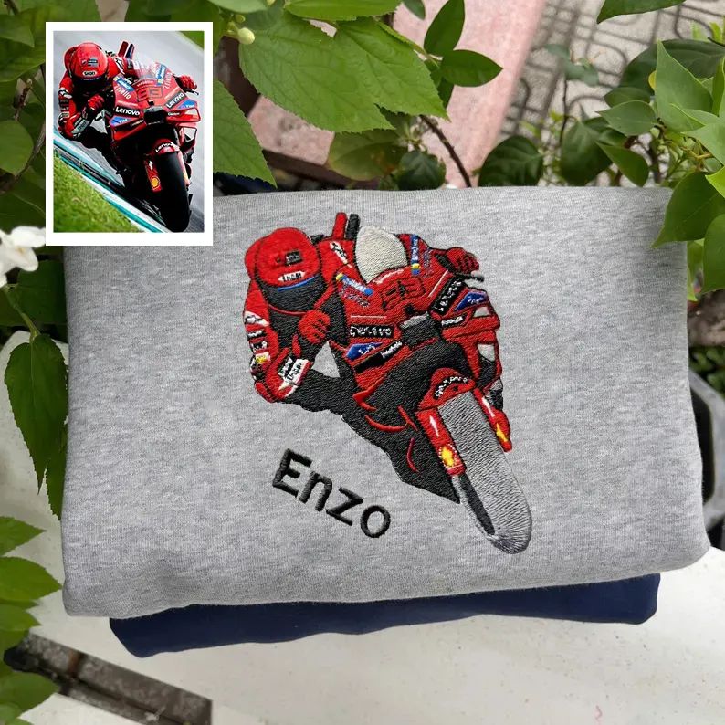 Giftscar Custom Motorcycle Embroidered Hoodie – A Unique Gift for Bikers - Father’s Day Gift