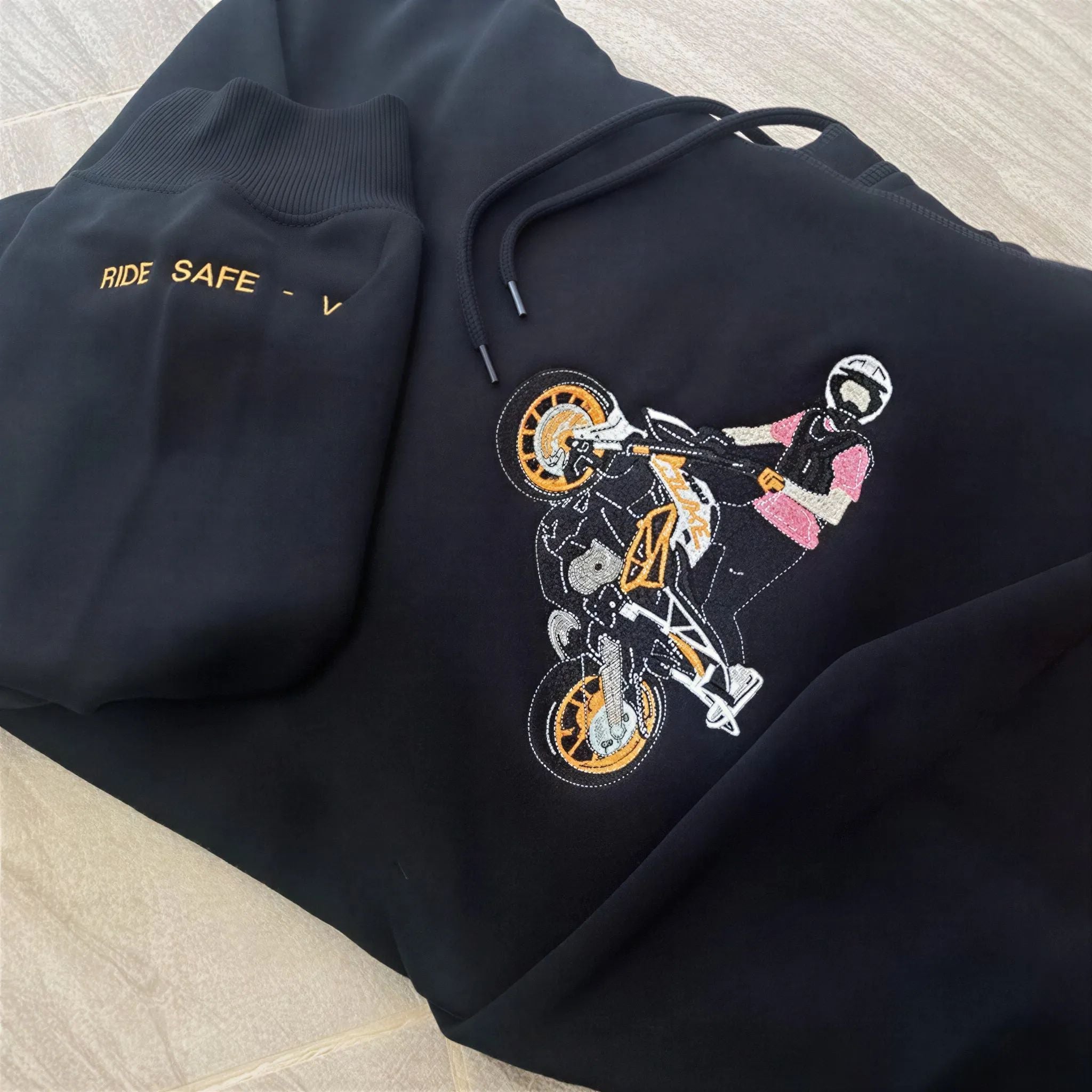 Giftscar Custom Motorcycle Embroidered Hoodie – A Unique Gift for Bikers - Father’s Day Gift