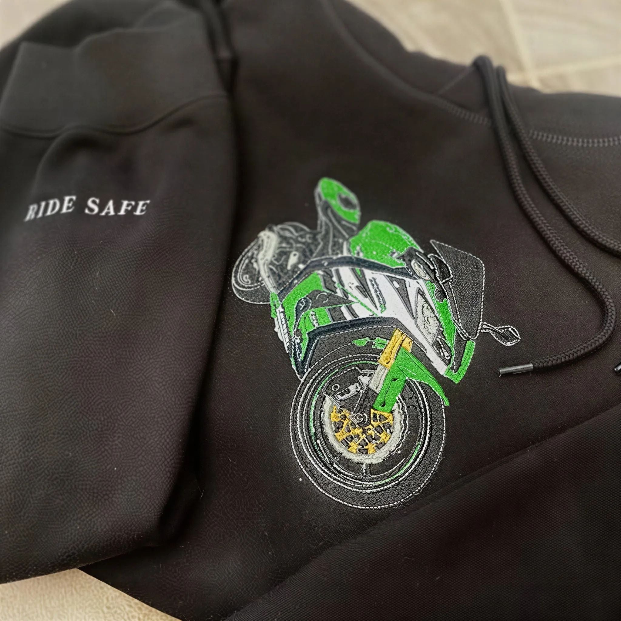 Giftscar Custom Motorcycle Embroidered Hoodie – A Unique Gift for Bikers - Father’s Day Gift