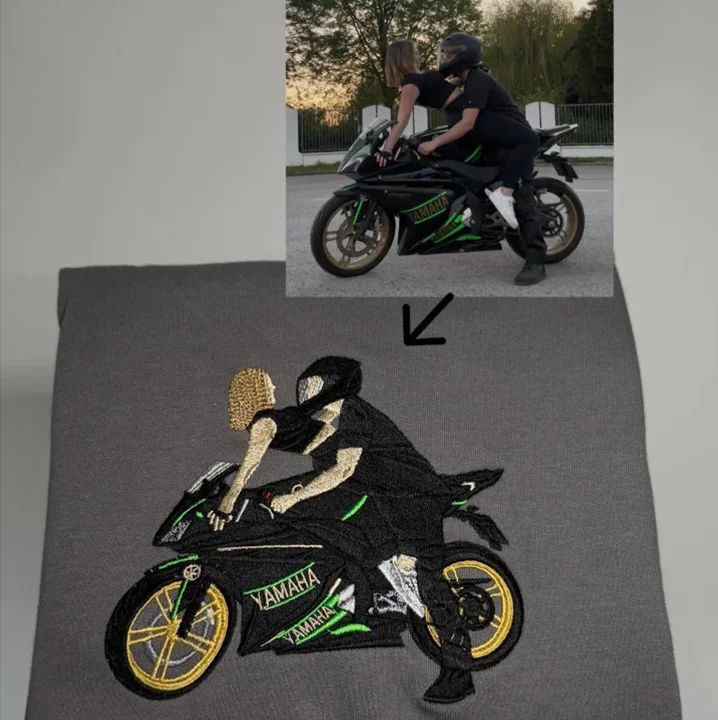 Giftscar Custom Motorcycle Embroidered Hoodie – A Unique Gift for Bikers - Father’s Day Gift