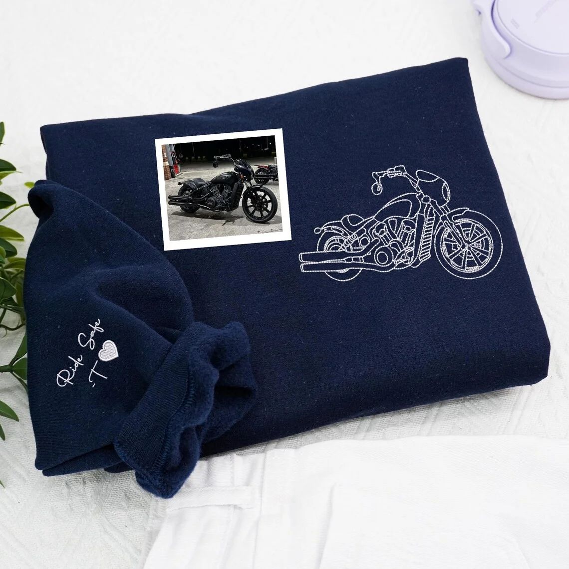Giftscar Custom Motorcycle Embroidered Hoodie – A Unique Gift for Bikers - Father’s Day Gift