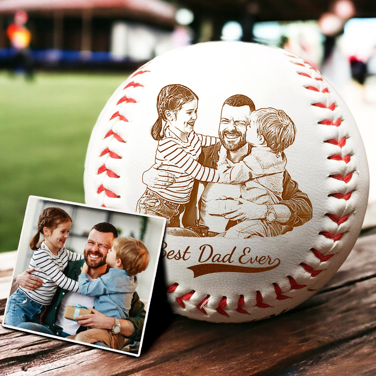 Personalized Fathers Day Gifts for Dad - Engrave Your Favorite Photo on Baseball Balls