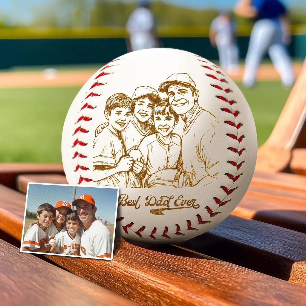 Personalized Fathers Day Gifts for Dad - Engrave Your Favorite Photo on Baseball Balls