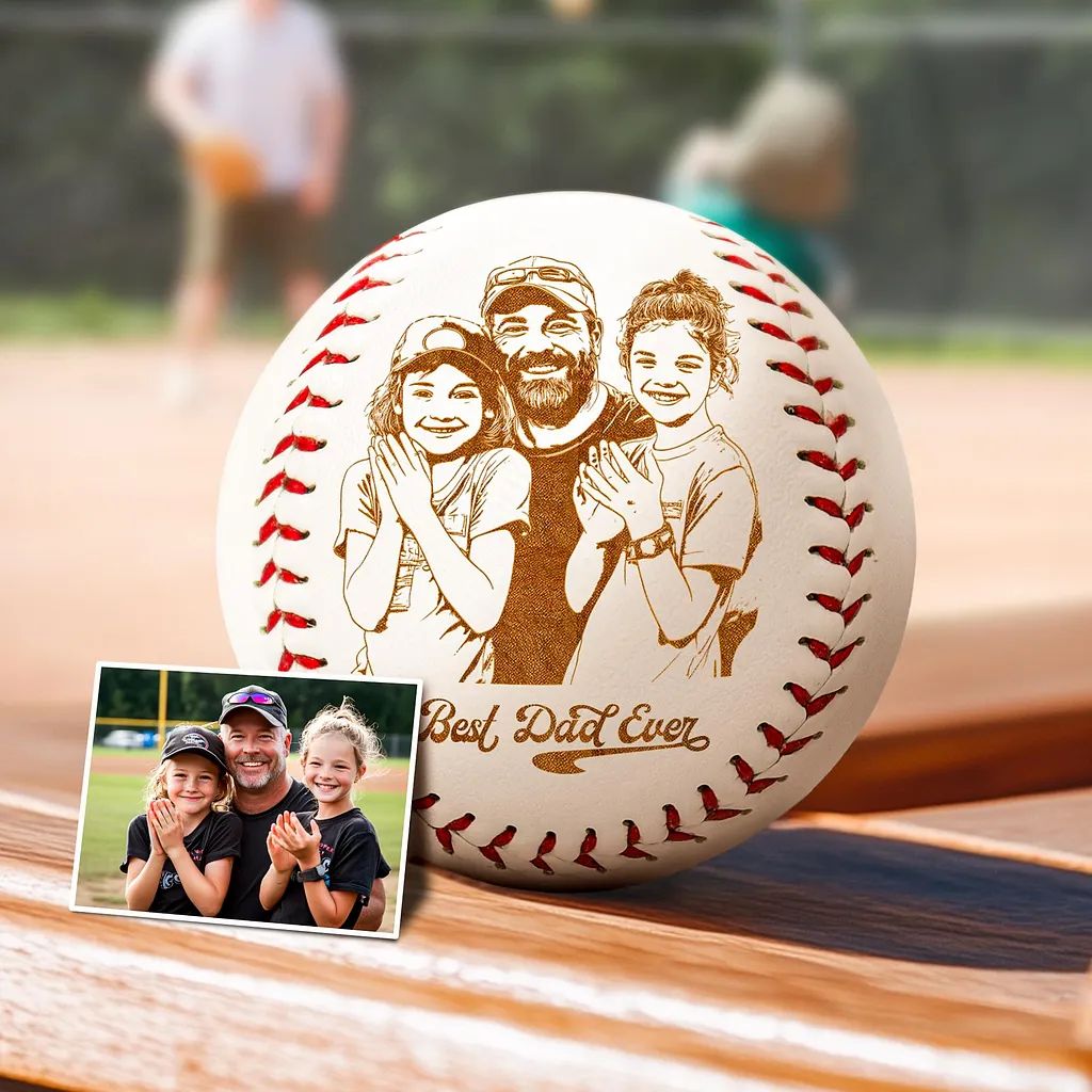 Personalized Fathers Day Gifts for Dad - Engrave Your Favorite Photo on Baseball Balls