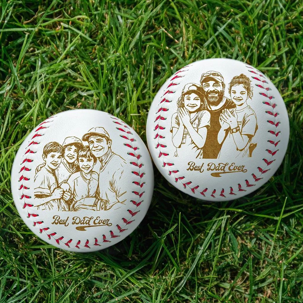 Personalized Fathers Day Gifts for Dad - Engrave Your Favorite Photo on Baseball Balls