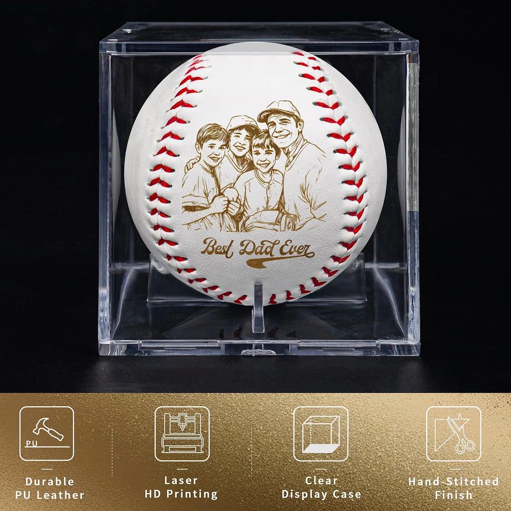 Personalized Fathers Day Gifts for Dad - Engrave Your Favorite Photo on Baseball Balls