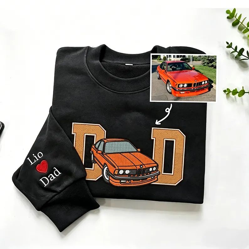 Dad Car Full Colorful Embroidered Sweatshirt - Father's Day Gift