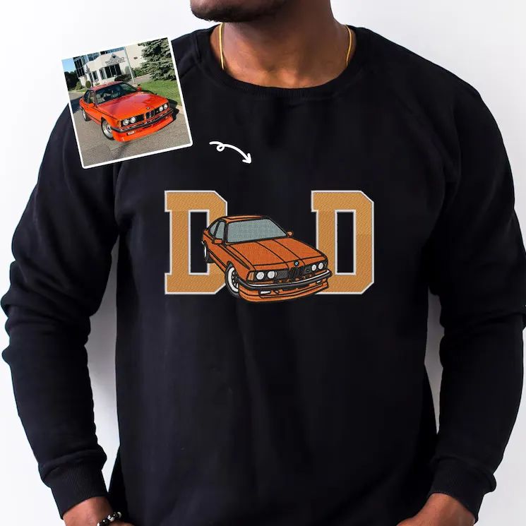 Dad Car Full Colorful Embroidered Sweatshirt - Father's Day Gift