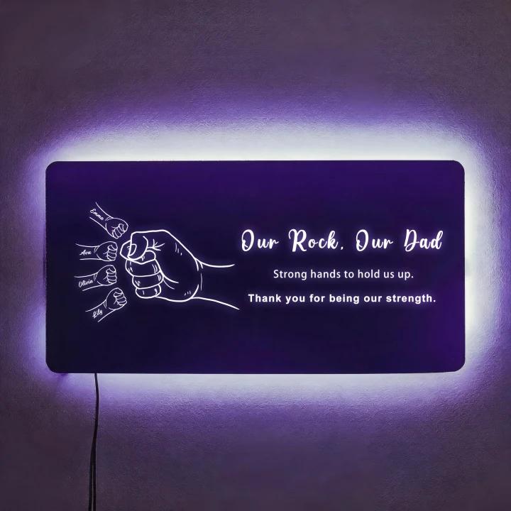 Personalized Dad & Kids Fist Bump Mirror Light – Custom Father’s Day Gift