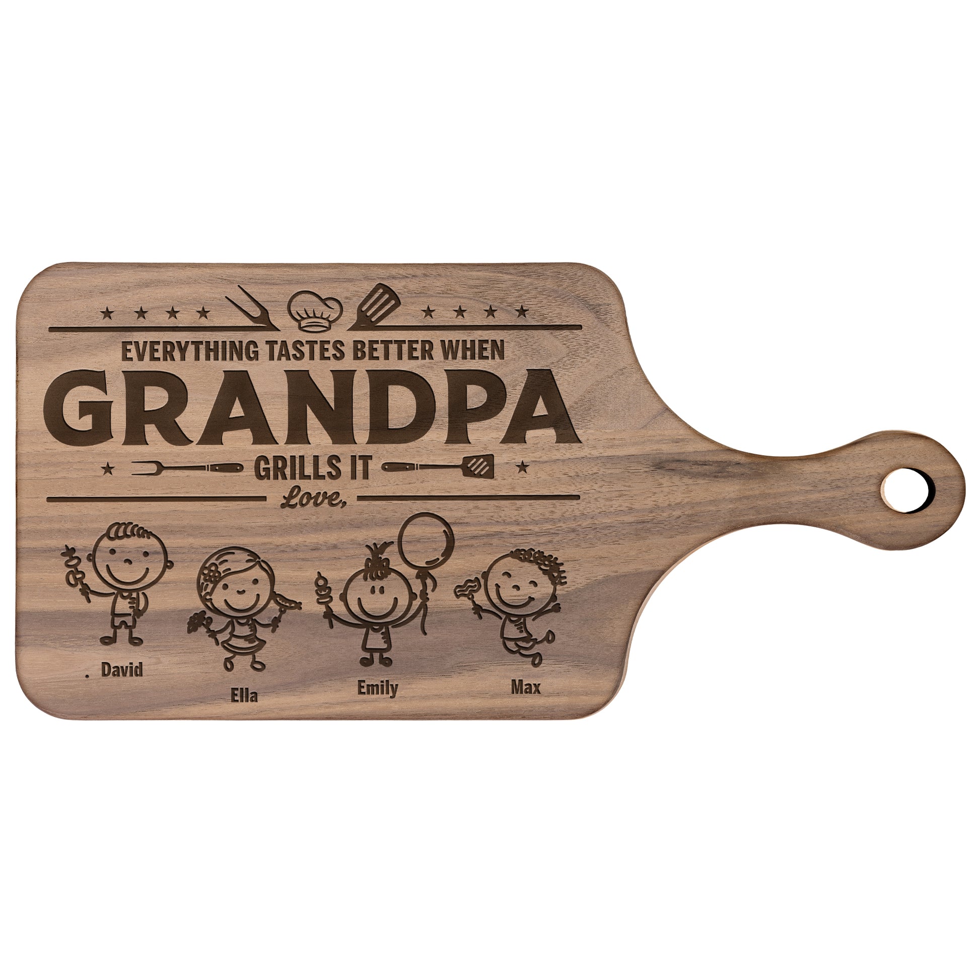 Father's Day Gifts, Everything Tastes Better When Grandpa, Dad Grills It – Father's Day Gift – Personalized Cutting Board