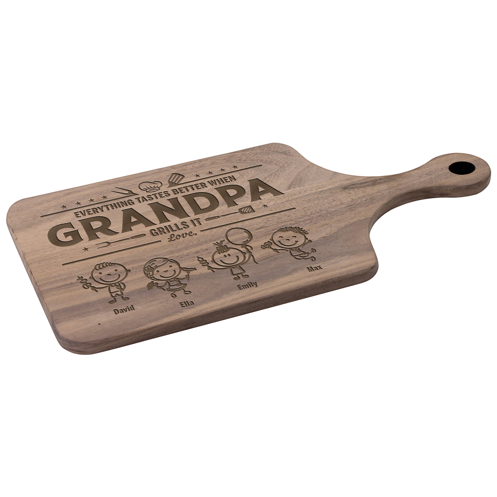 Father's Day Gifts, Everything Tastes Better When Grandpa, Dad Grills It – Father's Day Gift – Personalized Cutting Board