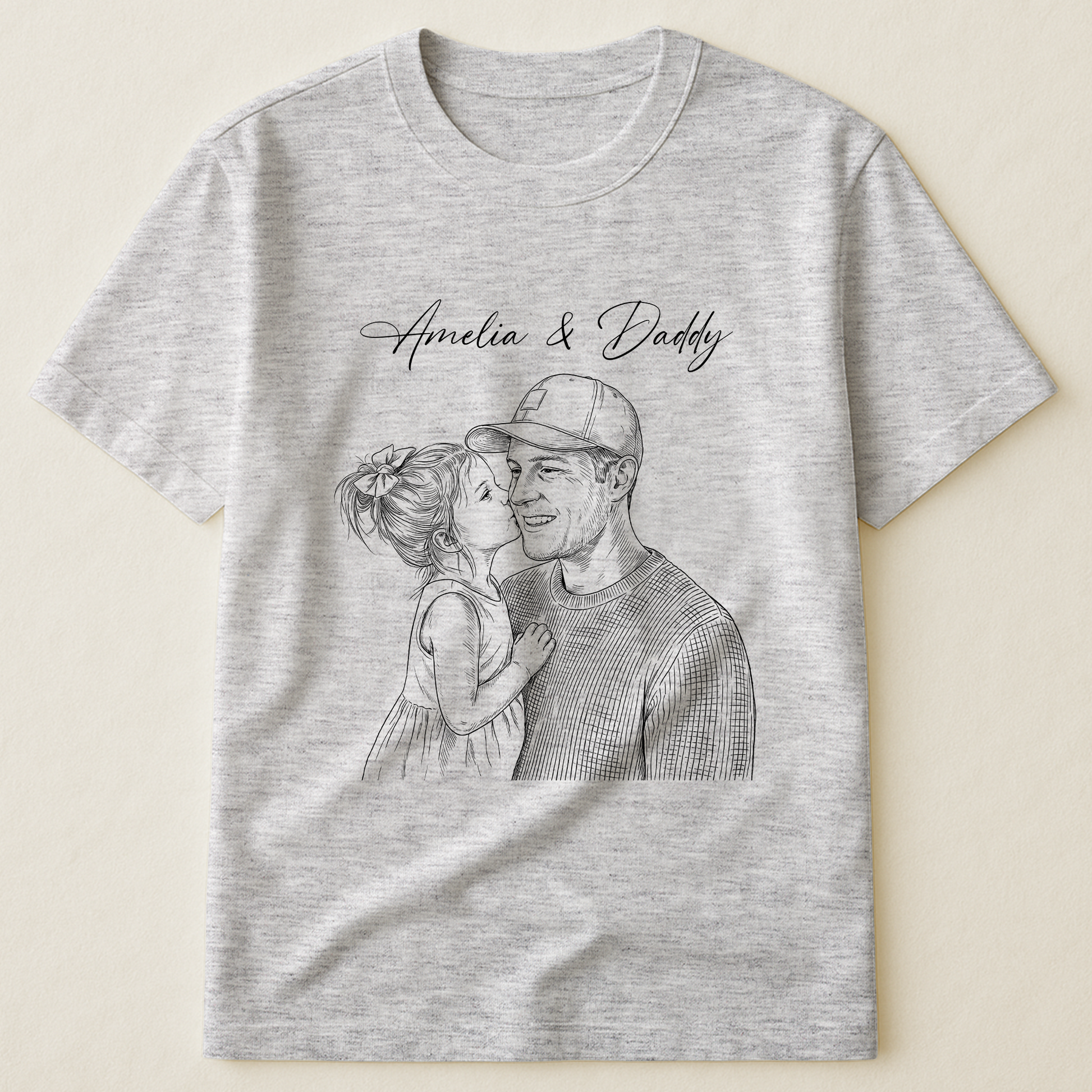 Father's Day Gifts, Father's Day Gift For Husband, Dad Custom Photo Sketch Line Art – Personalized Shirt