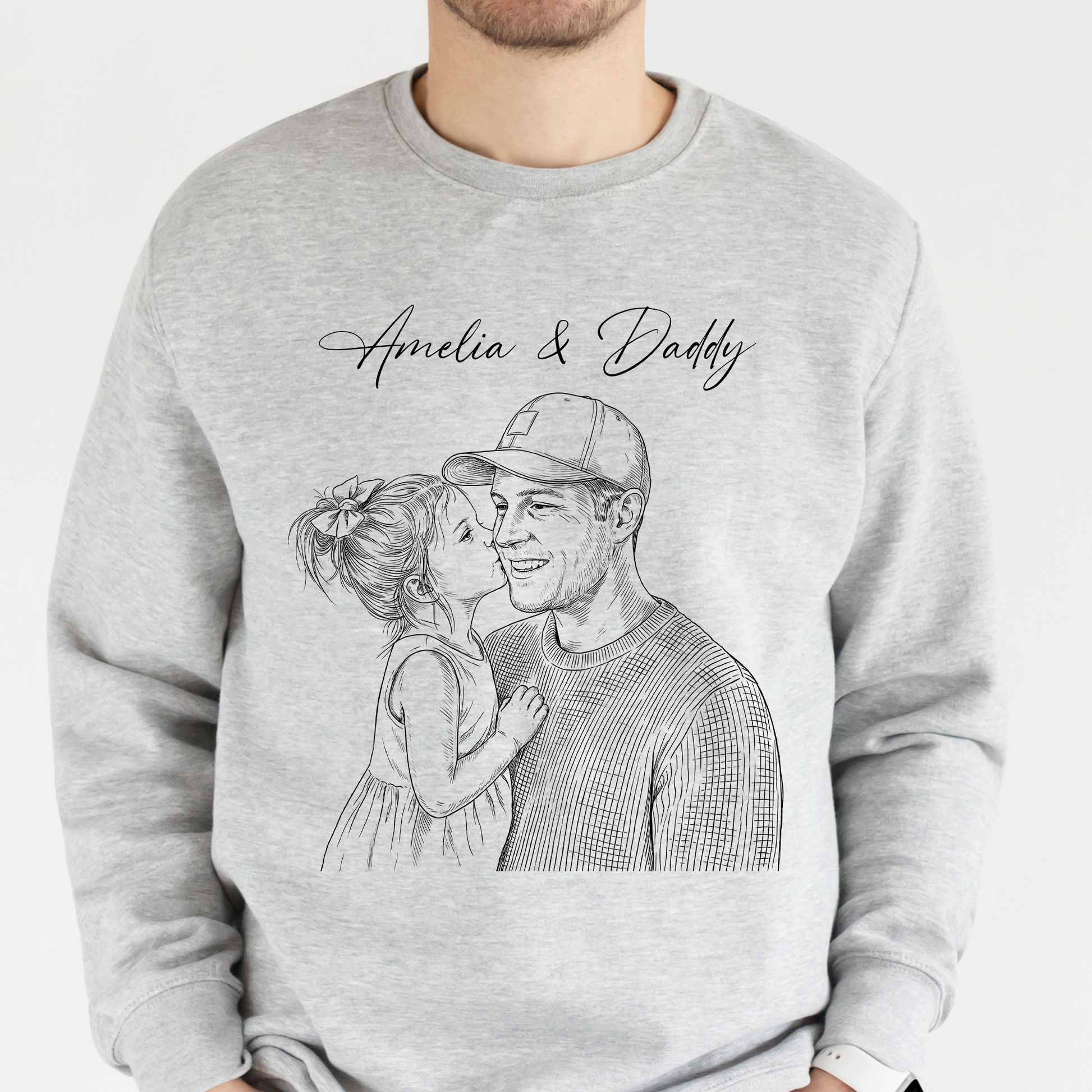 Father's Day Gifts, Father's Day Gift For Husband, Dad Custom Photo Sketch Line Art – Personalized Shirt