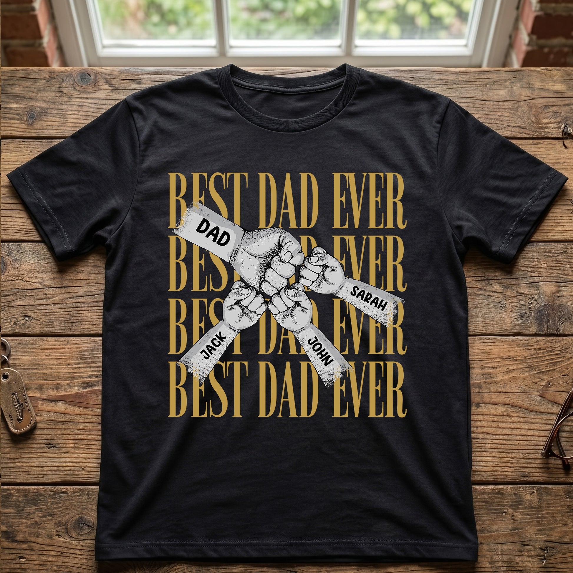Father's Day Gifts, Fist Bump Daddy Grandpa - Personalized Shirt