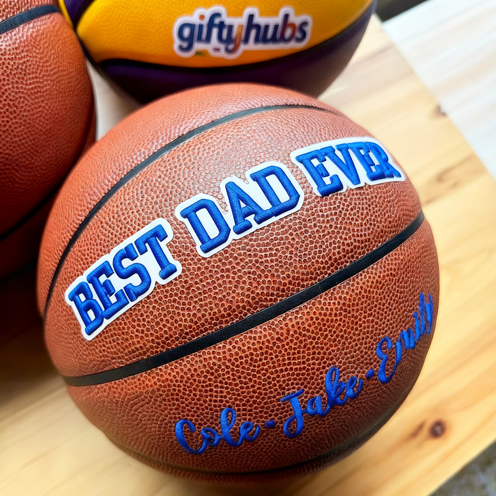 Custom 3D Embroidered Father's Day Basketball, Gift for Mom, Gift for Dad