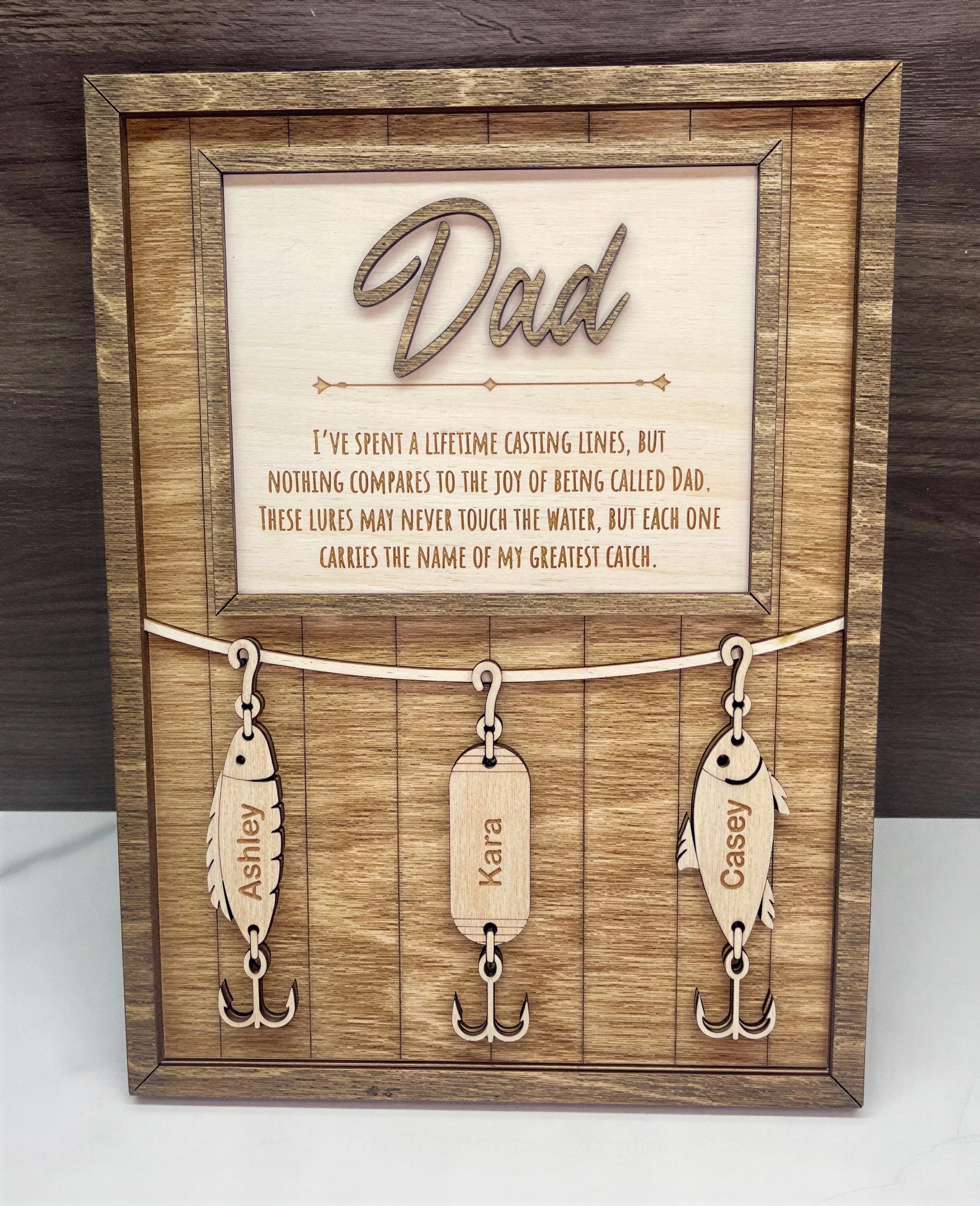 Personalized Greatest Catch Fishing Lure Plaque | Custom Dad Grandpa Father's Day Gift with Kids Names
