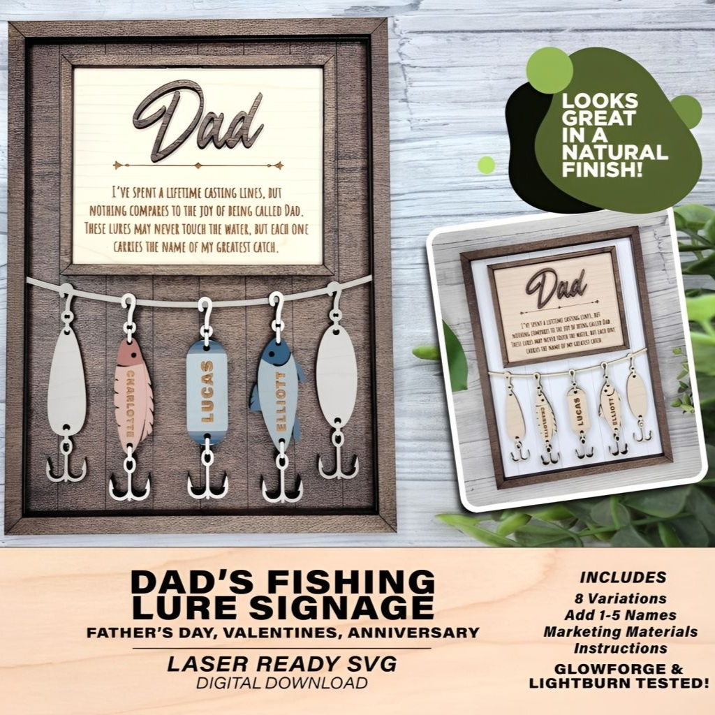 Personalized Greatest Catch Fishing Lure Plaque | Custom Dad Grandpa Father's Day Gift with Kids Names