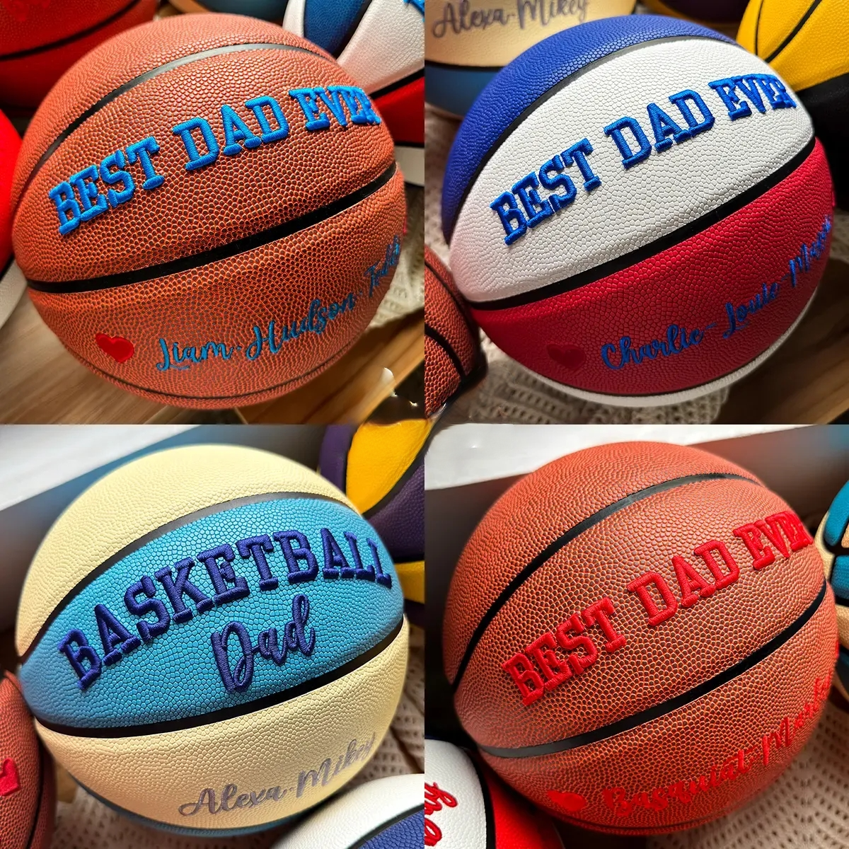 Custom 3D Embroidered Father's Day Basketball, Gift for Mom, Gift for Dad