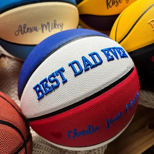 Custom 3D Embroidered Father's Day Basketball, Gift for Mom, Gift for Dad