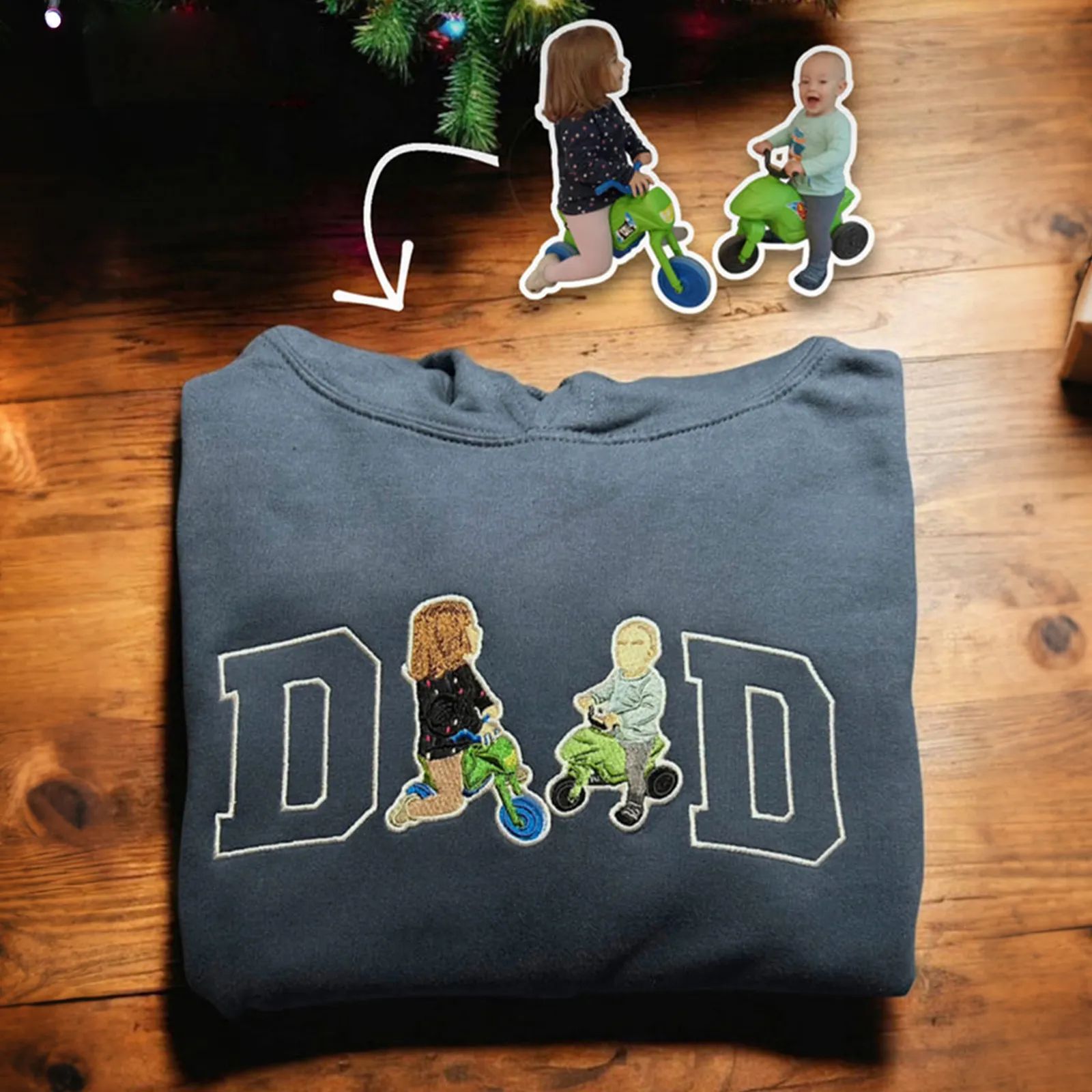 Custom Embroidered Dad Riding Hoodie from Photo – Personalized Father’s Day Gift for Husband
