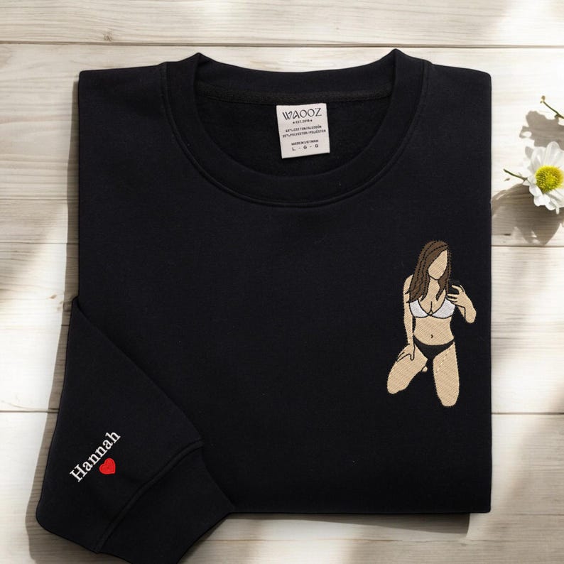 Customized Couple Portrait Embroidered Sexy Sweatshirt Gift