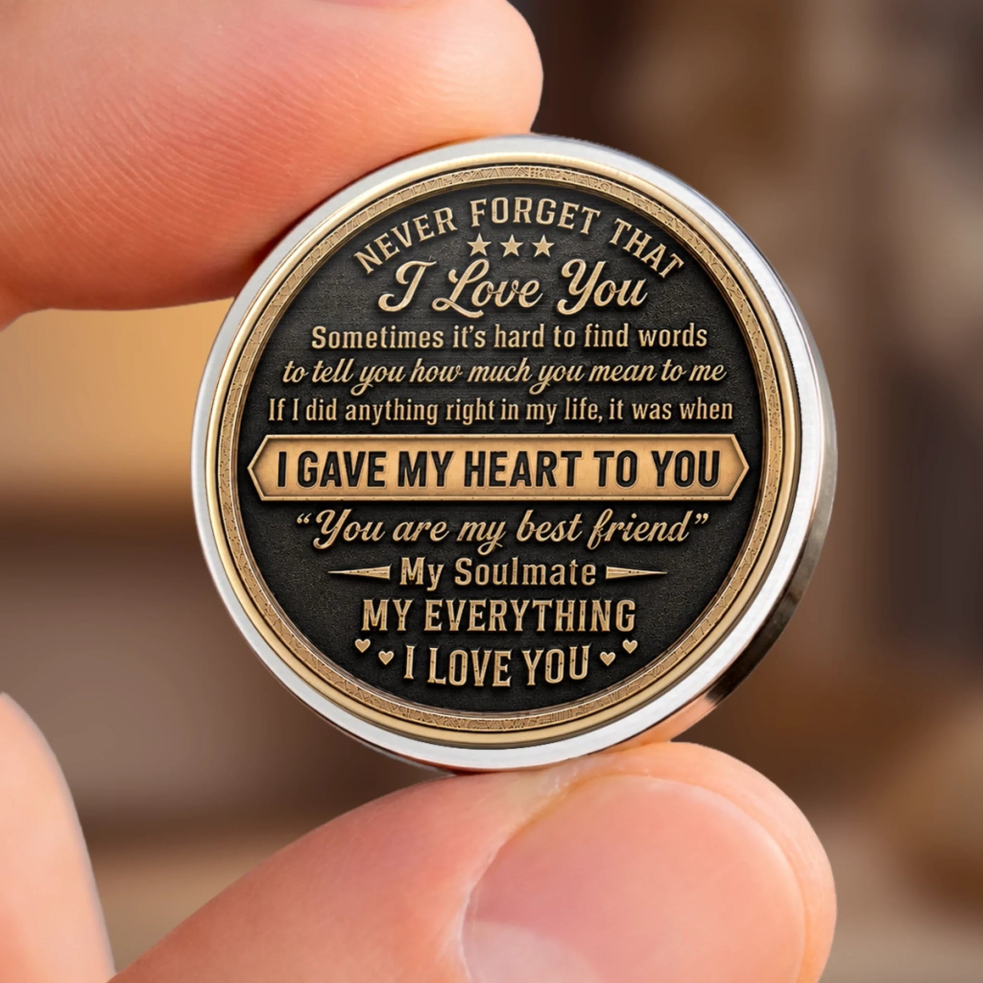 Custom Pocket Hug - Personalized Anniversary Wedding Coin For Husband And Wife, Him And Her
