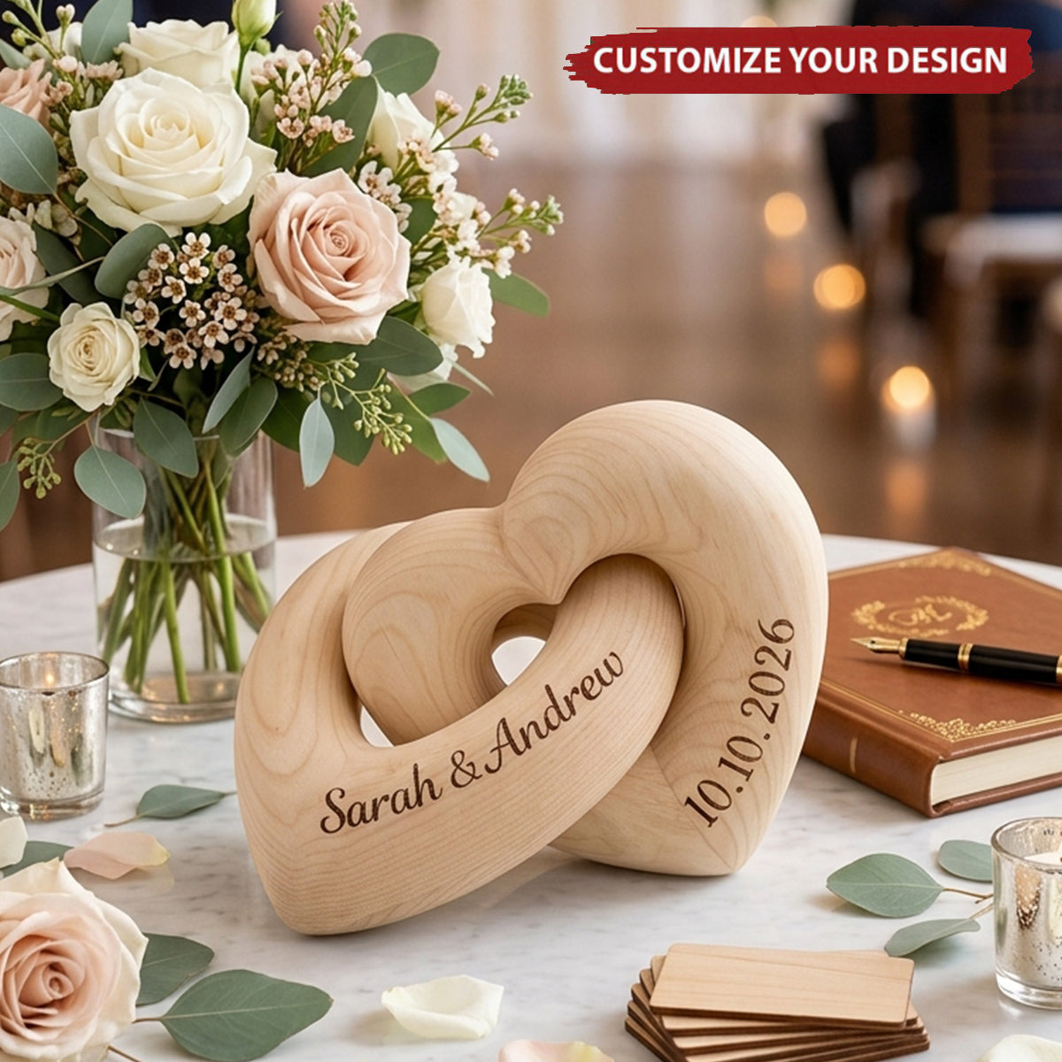 Romantic Couple - Personalized Infinity Heart Sculpture
