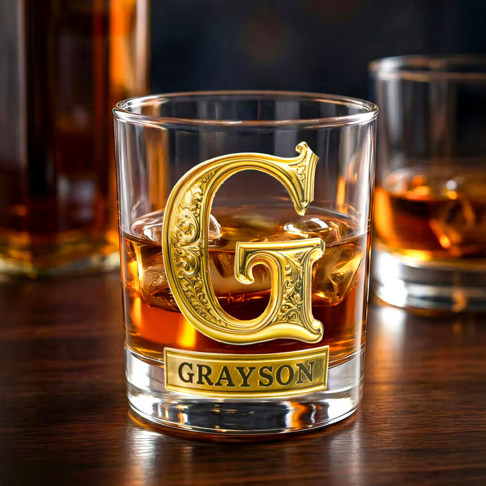 Roses Hold Love, Initials Mark Us - Personalized 10 oz Old Fashioned Rock Whiskey Glass