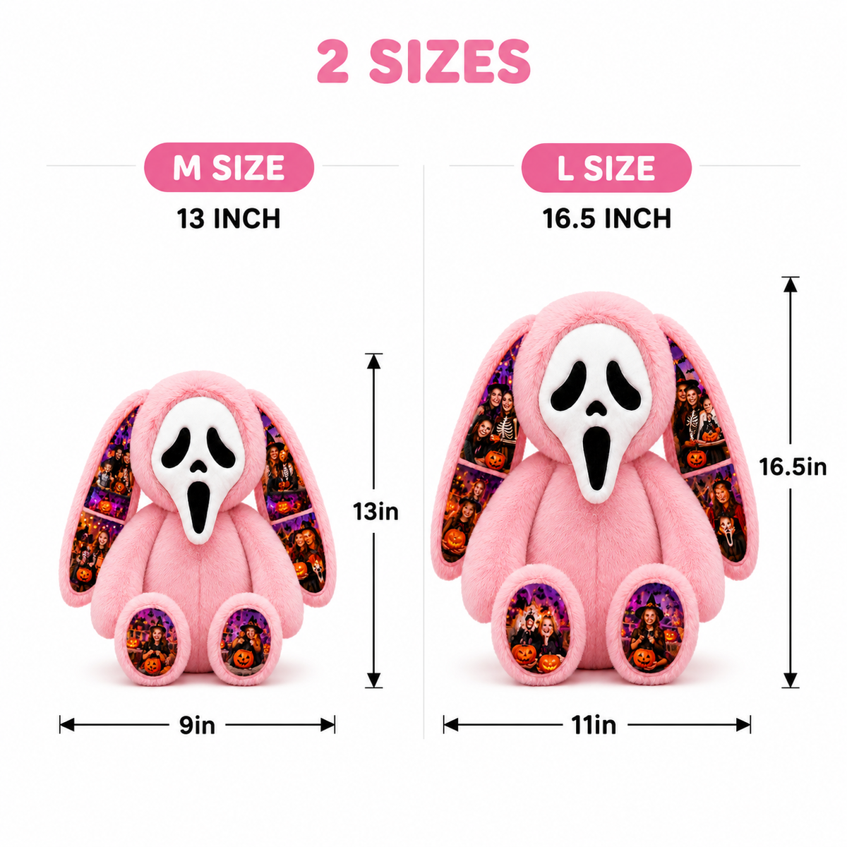 Personalized Ghost Bunny Plush-Custom Couple Gift for Girlfriend or Boyfriend, Cute Valentine’s Day & Halloween Gift